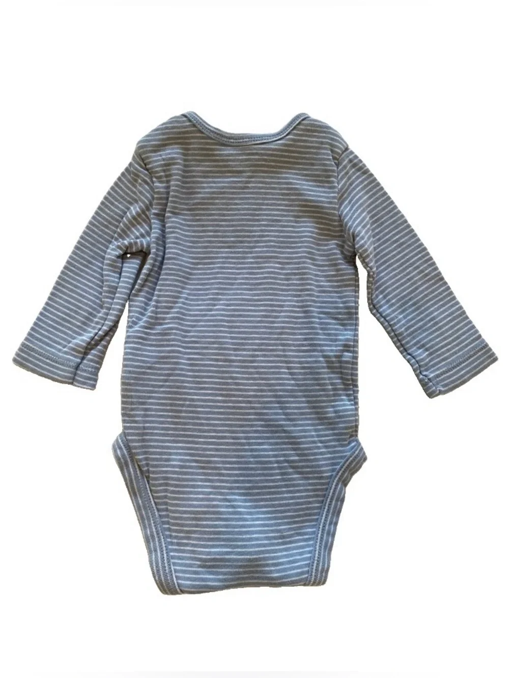 Carter’s Onesie 3 Months Striped Blue White Long Sleeve Snap Buttons Baby Boy